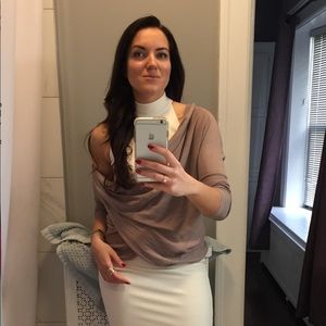 Torn by Ronny Kobo White Midi High Neck Sleeveless